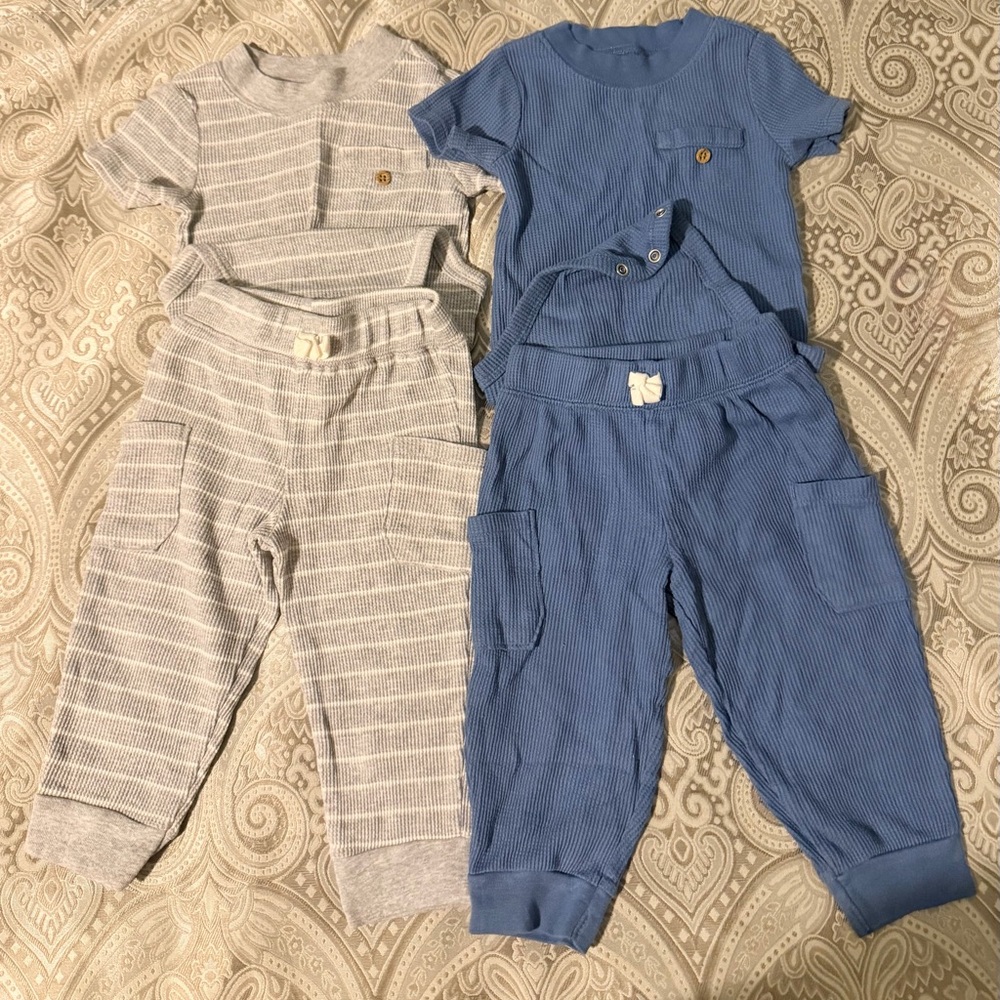 Carter's Two-Piece Knit Sets in Blue and Gray